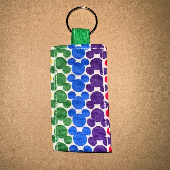 Handmade lip balm holder keychain- Rainbow Mickey Mouse print - Picture 3 of 4